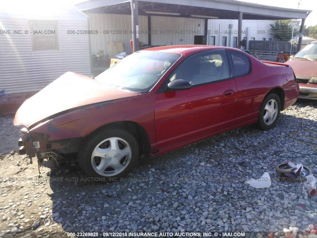 2G1WX12KX49367177 - 2004 CHEVROLET MONTE CARLO SS RED photo 2