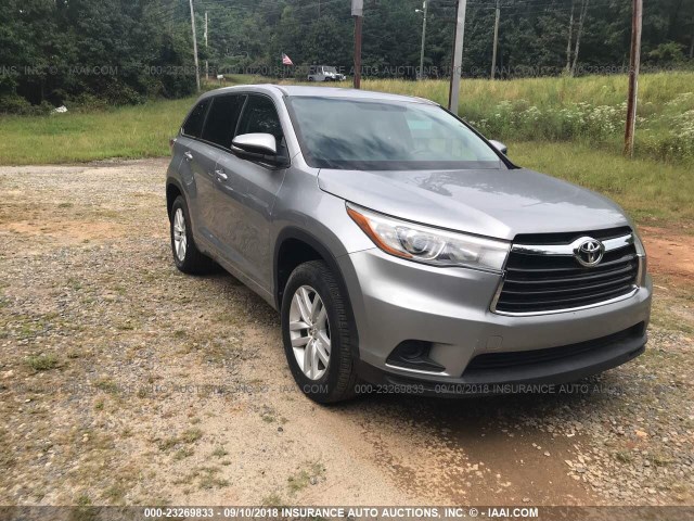 5TDZKRFH3FS069127 - 2015 TOYOTA HIGHLANDER SILVER photo 1