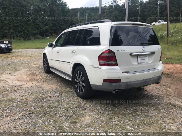 4JGBF71E69A462768 - 2009 MERCEDES-BENZ GL 450 4MATIC WHITE photo 3