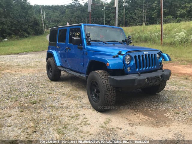 1C4BJWEG8FL540217 - 2015 JEEP WRANGLER UNLIMITE SAHARA BLUE photo 1