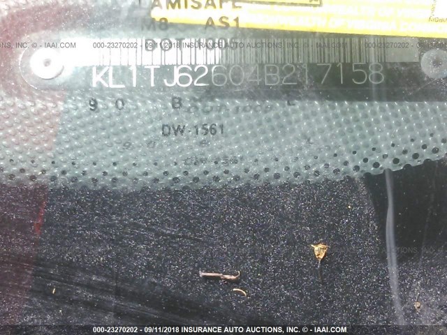 KL1TJ62604B217158 - 2004 CHEVROLET AVEO LS RED photo 9