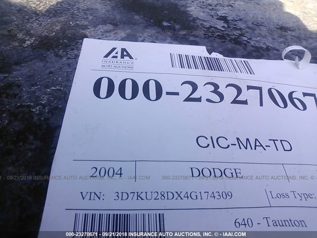 3D7KU28DX4G174309 - 2004 DODGE RAM 2500 ST/SLT 黑色 照片 9