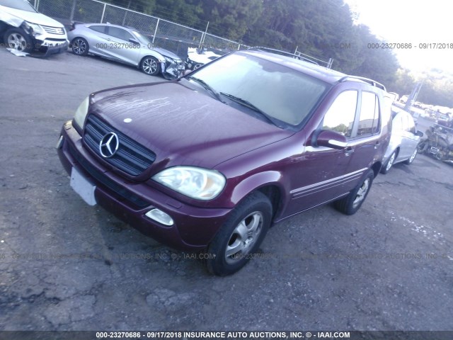 4JGAB57E03A438931 - 2003 MERCEDES-BENZ ML BURGUNDY photo 2