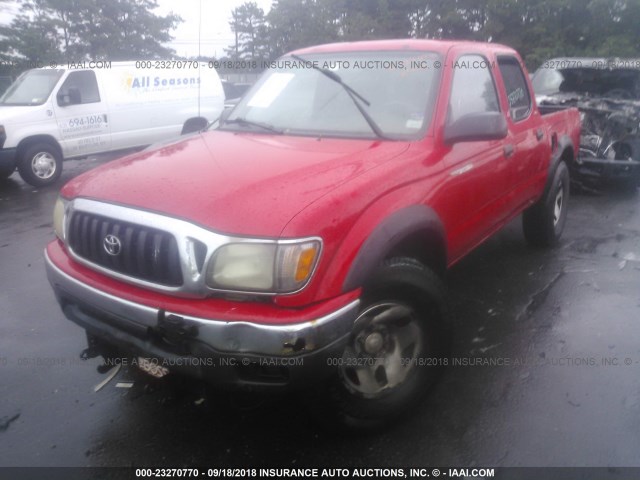 5TEHN72N42Z051879 - 2002 TOYOTA TACOMA DOUBLE CAB RED photo 2