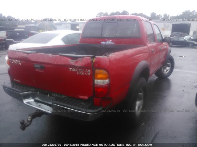 5TEHN72N42Z051879 - 2002 TOYOTA TACOMA DOUBLE CAB RED photo 4