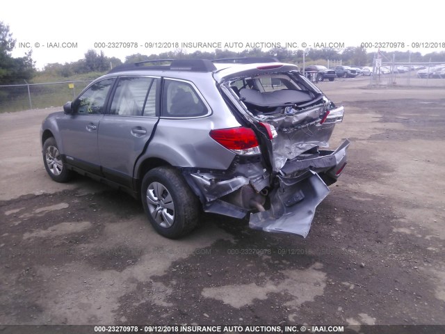 4S4BRCAC6B3358953 - 2011 SUBARU OUTBACK 2.5I SILVER photo 3