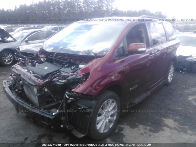 5TDYK3DC5GS730030 - 2016 TOYOTA SIENNA XLE/LIMITED RED photo 2