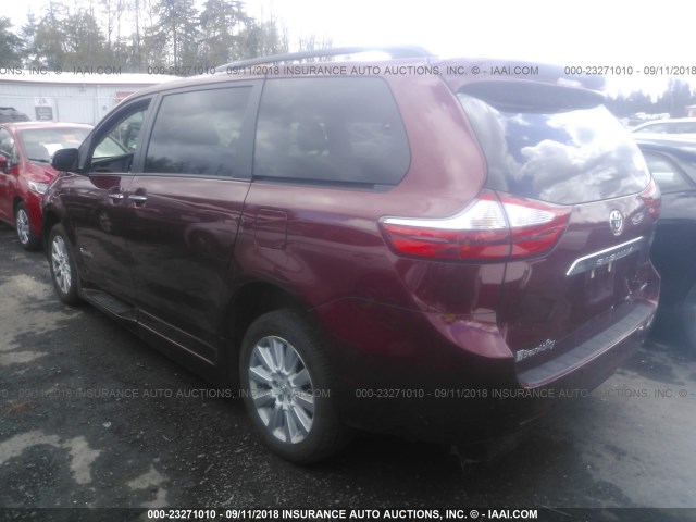 5TDYK3DC5GS730030 - 2016 TOYOTA SIENNA XLE/LIMITED RED photo 3