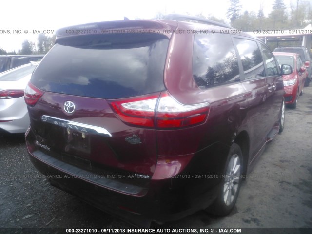 5TDYK3DC5GS730030 - 2016 TOYOTA SIENNA XLE/LIMITED RED photo 4