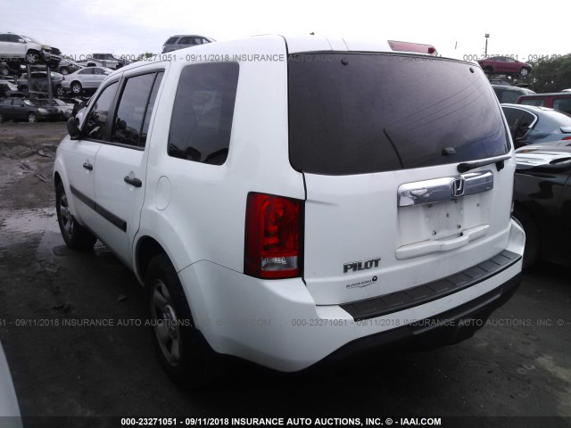 5FNYF3H24DB036287 - 2013 HONDA PILOT LX WHITE photo 3