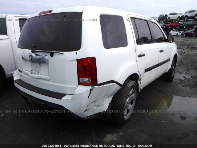 5FNYF3H24DB036287 - 2013 HONDA PILOT LX WHITE photo 4