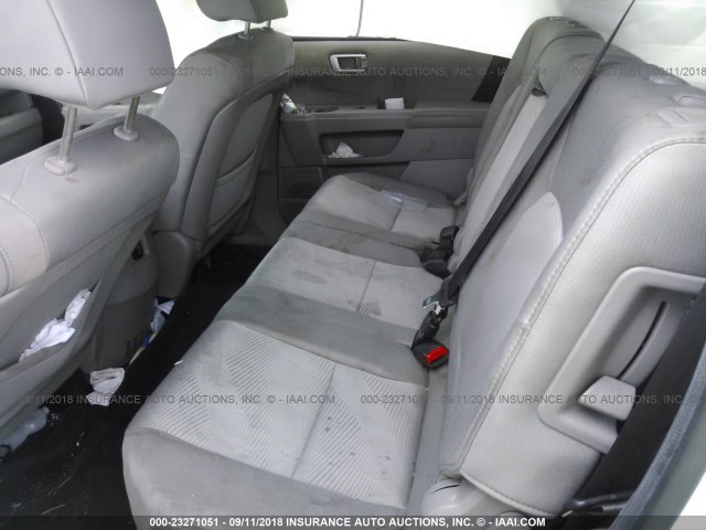 5FNYF3H24DB036287 - 2013 HONDA PILOT LX WHITE photo 8