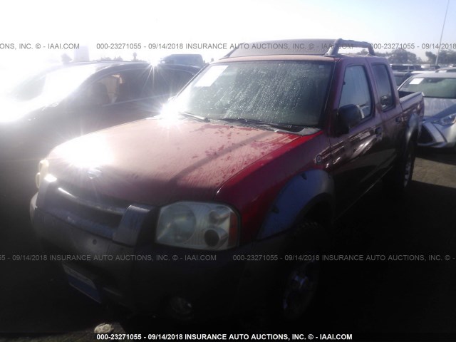 1N6ED27T21C311464 - 2001 NISSAN FRONTIER CREW CAB XE/CREW CAB SE RED photo 2