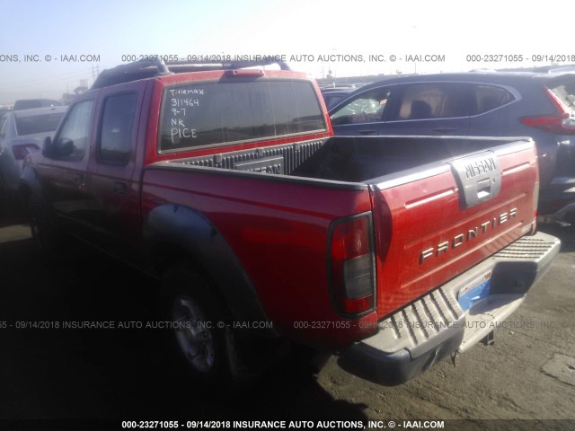 1N6ED27T21C311464 - 2001 NISSAN FRONTIER CREW CAB XE/CREW CAB SE RED photo 3