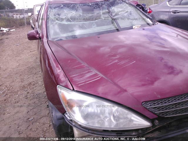 4T1BE32KX2U026865 - 2002 TOYOTA CAMRY LE/XLE/SE RED photo 6