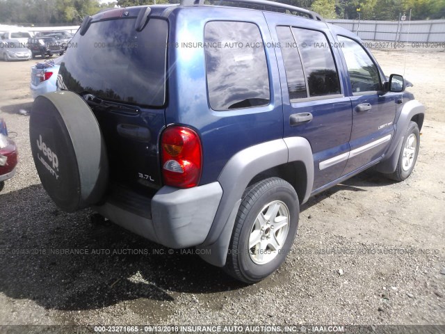 1J4GL48K53W553466 - 2003 JEEP LIBERTY SPORT/FREEDOM BLUE photo 4