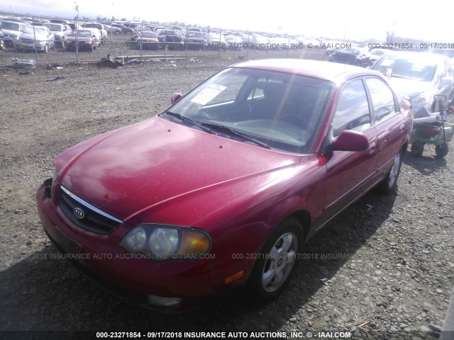 KNAFB161X25081117 - 2002 KIA SPECTRA GS/GSX RED photo 2