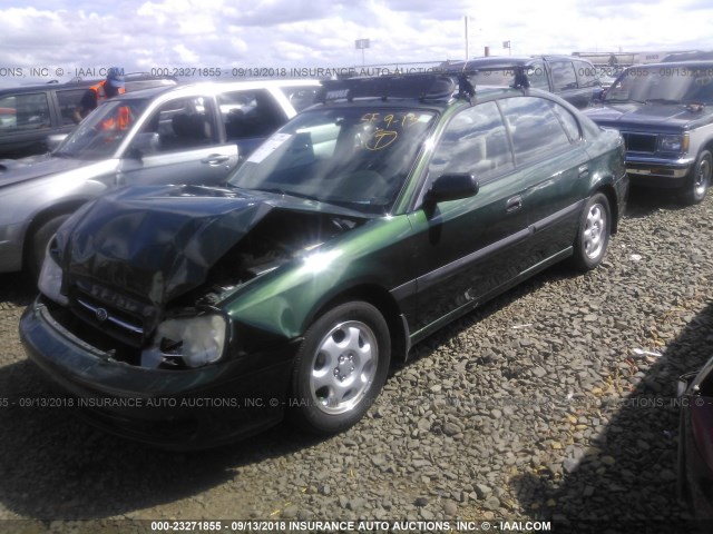 4S3BE6350Y7216261 - 2000 SUBARU LEGACY L GREEN photo 2