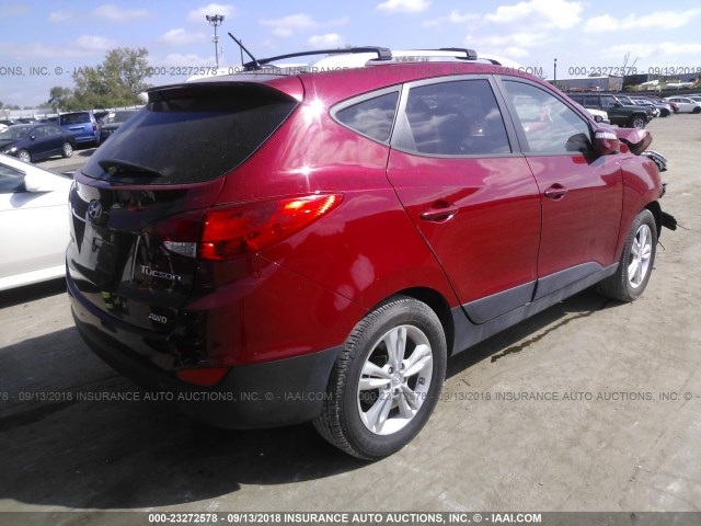KM8JUCAC9CU453478 - 2012 HYUNDAI TUCSON GLS/LIMITED 红色 照片 4