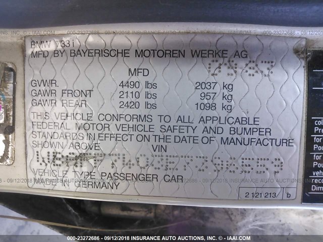 WBAFF7403E7396559 - 1984 BMW 733 I GOLD photo 9