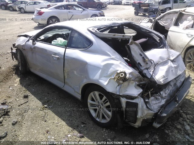 KMHHM66D18U265658 - 2008 HYUNDAI TIBURON GS SILVER photo 3