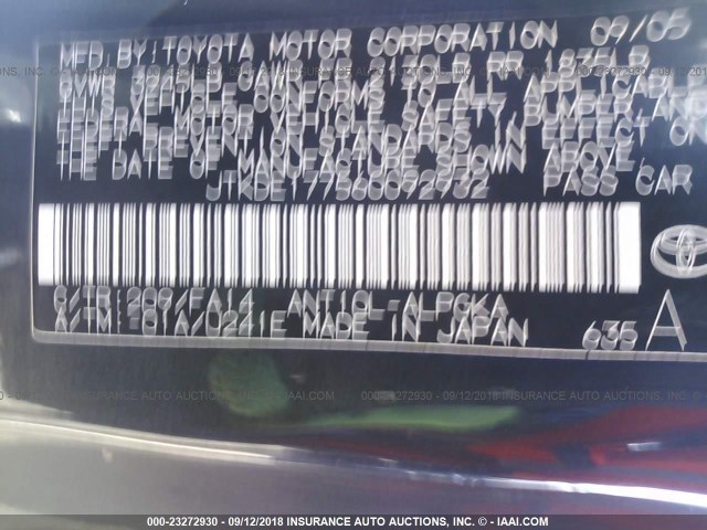 JTKDE177560092932 - 2006 TOYOTA SCION TC 黑色 照片 9