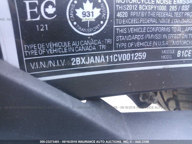 2BXJANA11CV001259 - 2012 CAN-AM SPYDER ROADSTER RS-S GREEN photo 10