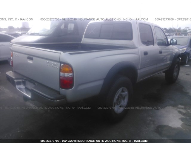 5TEGN92N72Z004014 - 2002 TOYOTA TACOMA DOUBLE CAB PRERUNNER SILVER photo 4