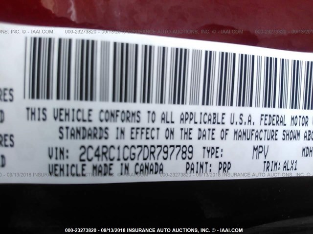 2C4RC1CG7DR797789 - 2013 CHRYSLER TOWN & COUNTRY TOURING L RED photo 9