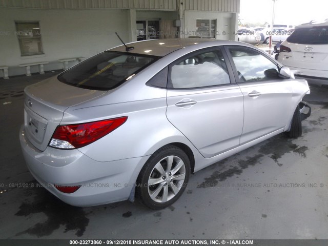 KMHCU4AE3DU294653 - 2013 HYUNDAI ACCENT GLS/SE SILVER photo 4