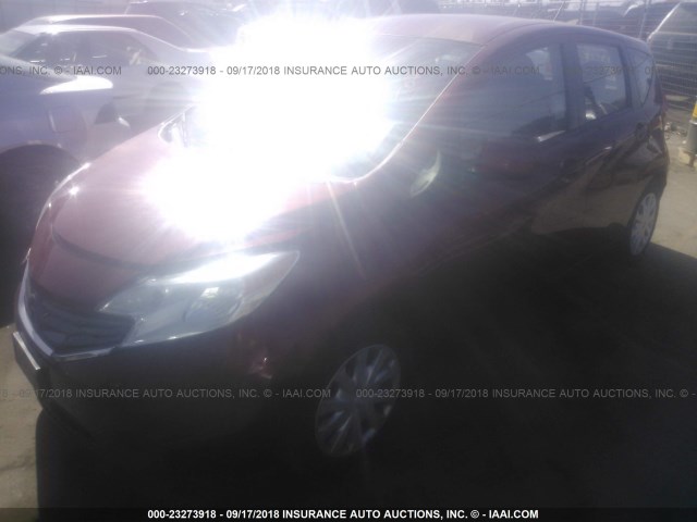 3N1CE2CP0EL410166 - 2014 NISSAN VERSA NOTE S/S PLUS/SV/SL RED photo 2