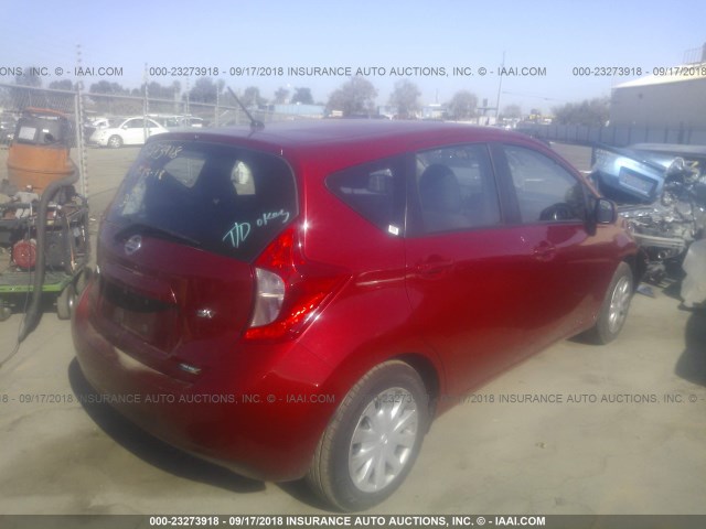 3N1CE2CP0EL410166 - 2014 NISSAN VERSA NOTE S/S PLUS/SV/SL RED photo 4