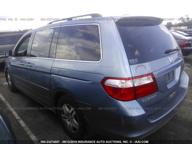 5FNRL38717B139910 - 2007 HONDA ODYSSEY EXL BLUE photo 3