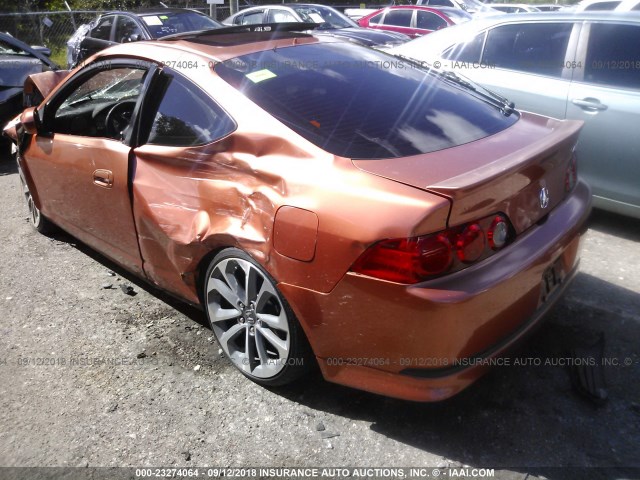 JH4DC53045S003494 - 2005 ACURA RSX TYPE-S ORANGE photo 3