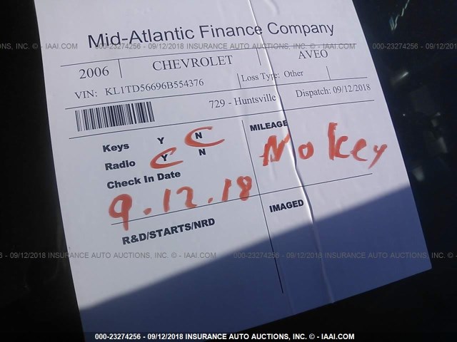 KL1TD56696B554376 - 2006 CHEVROLET AVEO LS SILVER photo 7