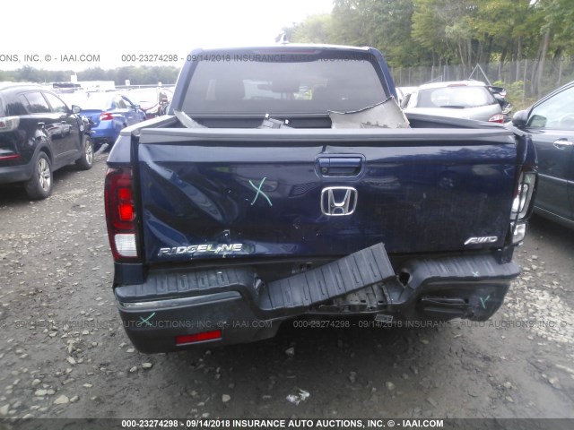 5FPYK3F47HB016340 - 2017 HONDA RIDGELINE RTS BLUE photo 6