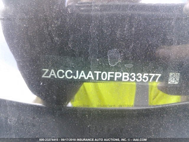ZACCJAAT0FPB33577 - 2015 JEEP RENEGADE SPORT Արծաթագույն լուսանկար 9