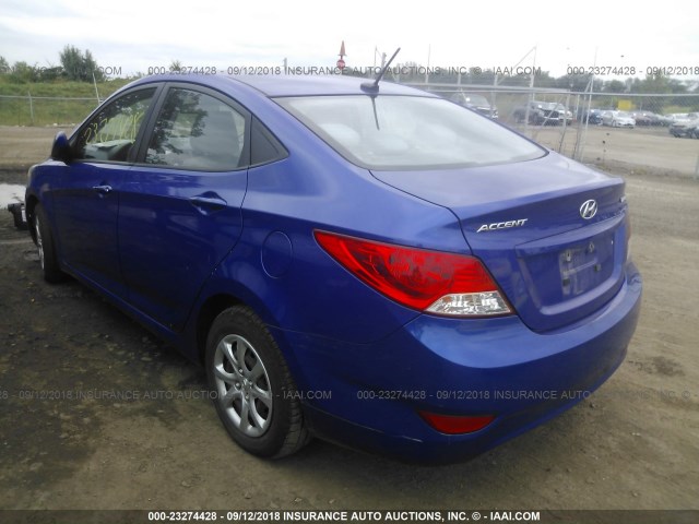 KMHCT4AEXEU659446 - 2014 HYUNDAI ACCENT GLS/GS BLUE photo 3