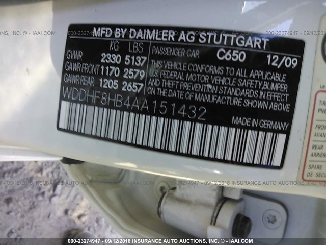 WDDHF8HB4AA151432 - 2010 MERCEDES-BENZ E 350 4MATIC WHITE photo 9