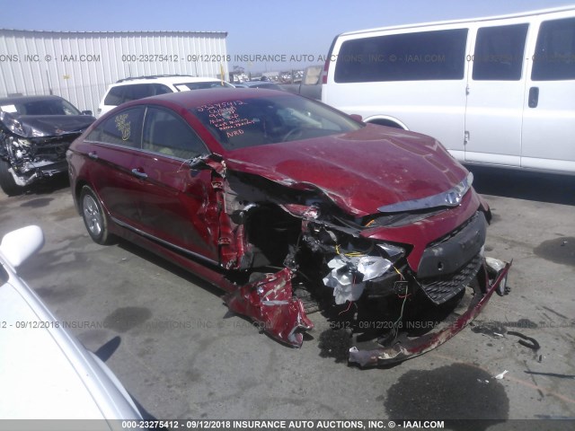 KMHEC4A46FA119109 - 2015 HYUNDAI SONATA HYBRID/LIMITED MAROON photo 1