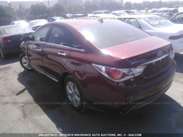 KMHEC4A46FA119109 - 2015 HYUNDAI SONATA HYBRID/LIMITED MAROON photo 3