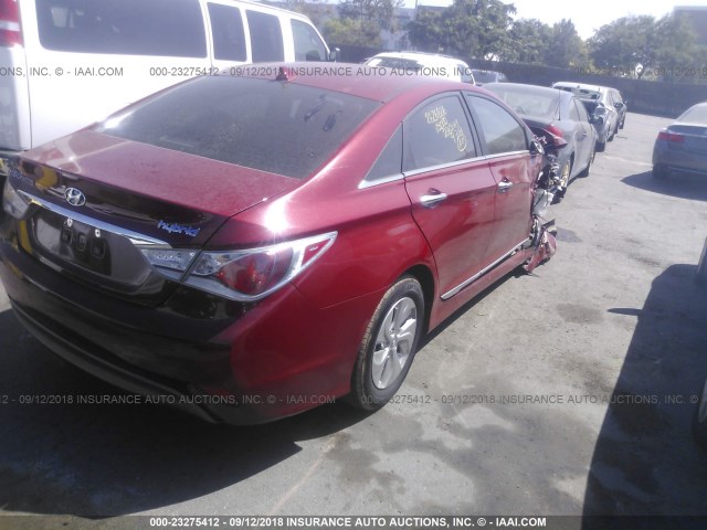 KMHEC4A46FA119109 - 2015 HYUNDAI SONATA HYBRID/LIMITED MAROON photo 4