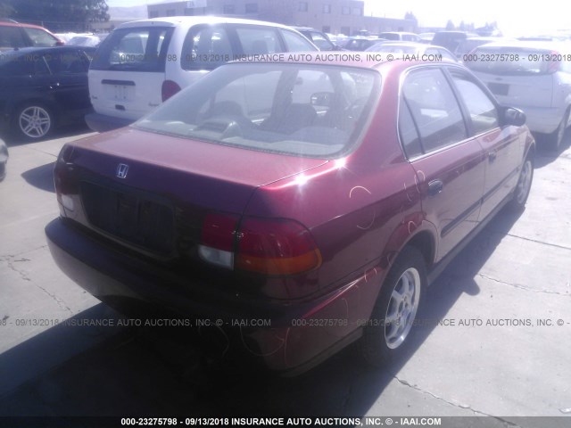 1HGEJ667XWL005743 - 1998 HONDA CIVIC LX RED photo 4