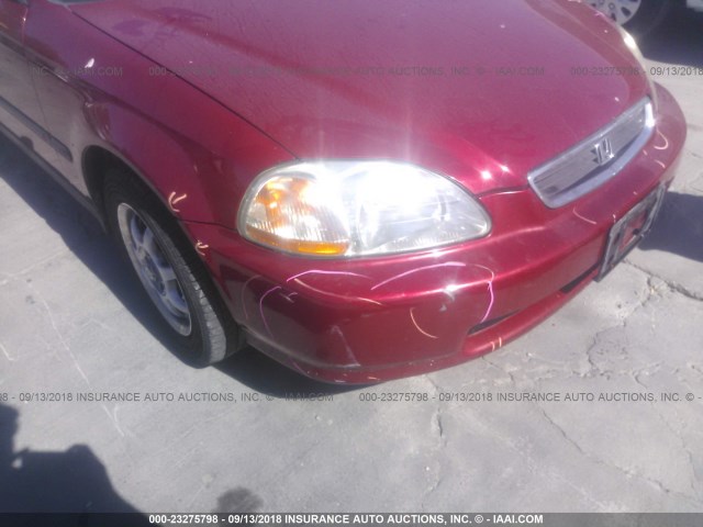 1HGEJ667XWL005743 - 1998 HONDA CIVIC LX RED photo 6