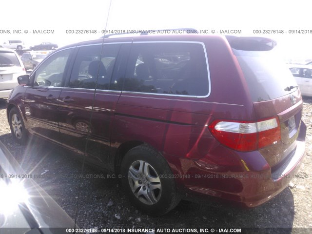 5FNRL38725B005937 - 2005 HONDA ODYSSEY EXL MAROON photo 3