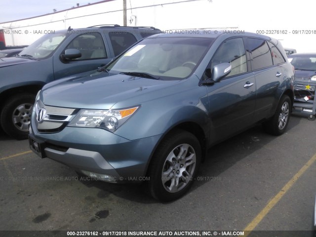 2HNYD28437H500647 - 2007 ACURA MDX TECHNOLOGY BLUE photo 2