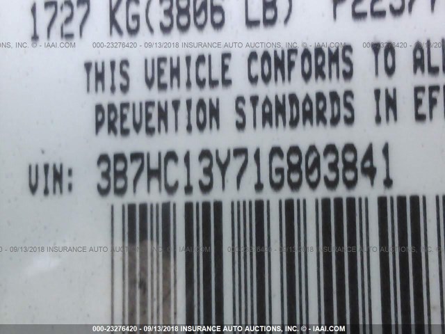 3B7HC13Y71G803841 - 2001 DODGE RAM 1500 BLACK photo 9