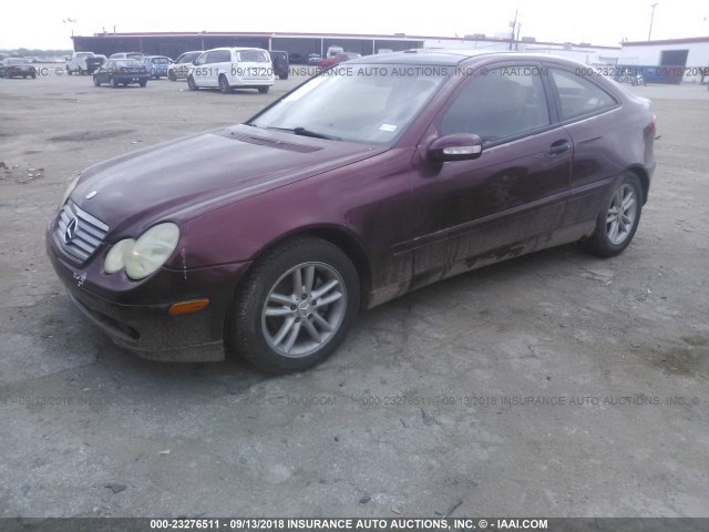 WDBRN47J52A358172 - 2002 MERCEDES-BENZ C 230K SPORT COUPE MAROON photo 2