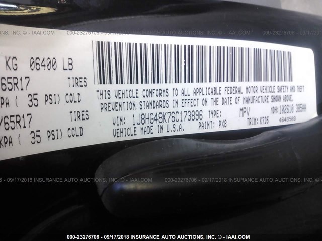 1J8HG48K76C173896 - 2006 JEEP COMMANDER შავი ფოტო 9