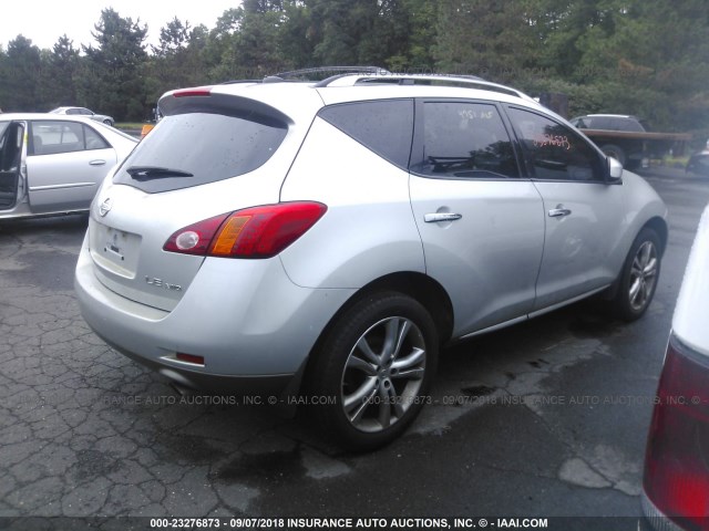 JN8AZ1MWXAW121524 - 2010 NISSAN MURANO S/SL/LE SILVER photo 4